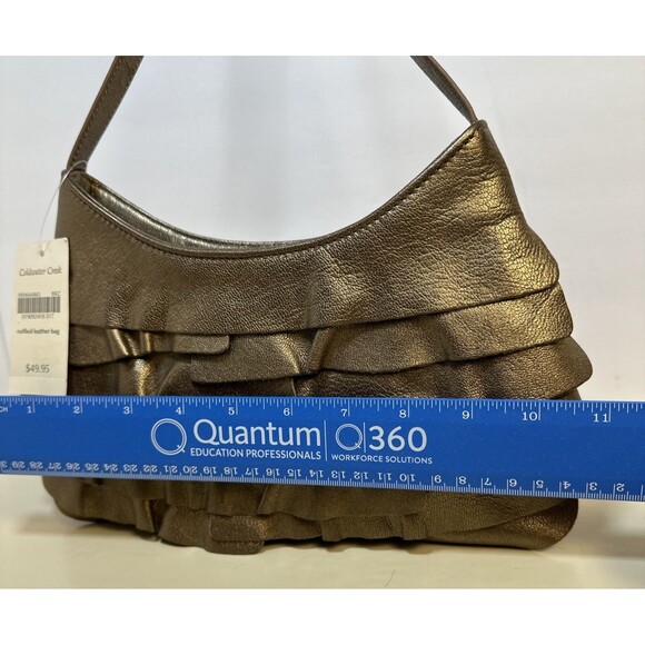 Coldwater Creek Bronze Ruffle Clutch Bag Purse - Picture 4 of 7